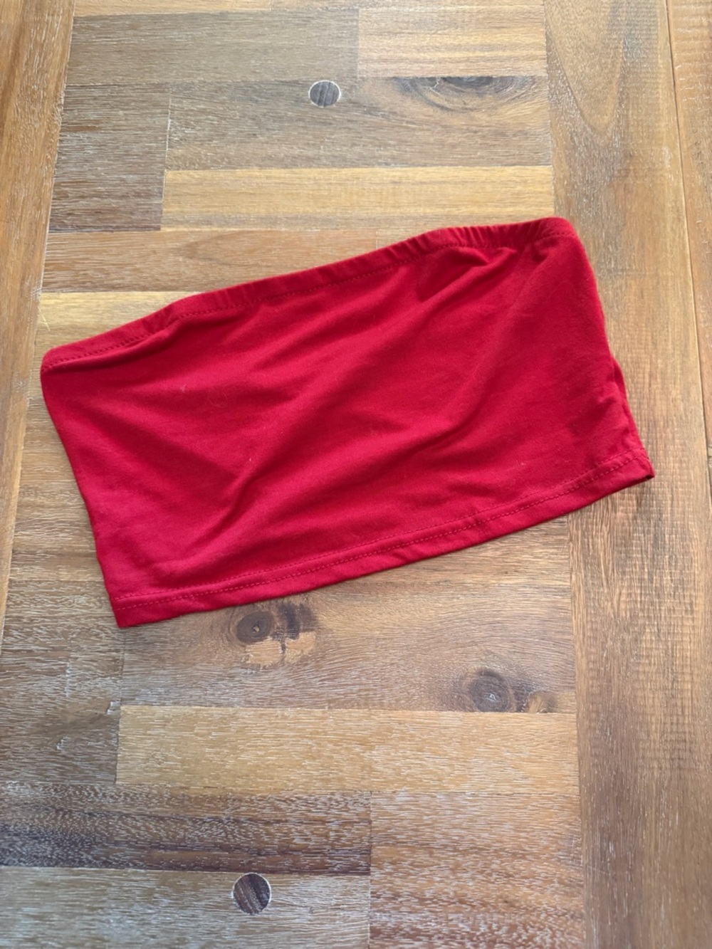 Source Unknown Red Strapless Crop Top